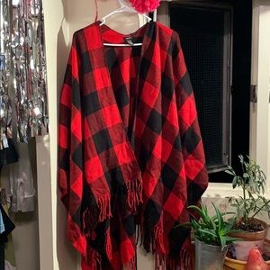 Red Flannel Poncho